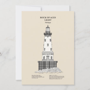 Carte De Remerciements Phare de Rock of Ages - Michigan - SBD