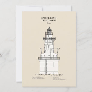 Carte De Remerciements Phare de Sabine Bank - Texas - SBD