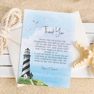 Carte De Remerciements Phare Mariage à l'aquarelle nautique
