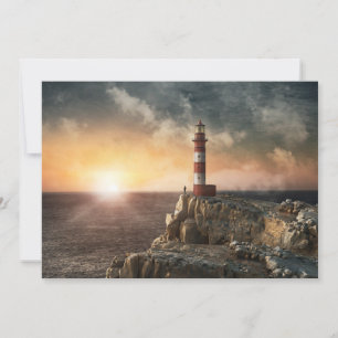 Carte De Remerciements Phares   Phare rouge et blanc