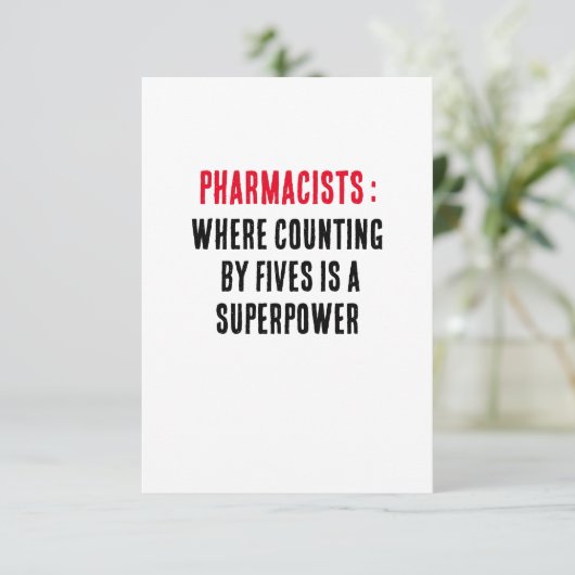 Carte De Remerciements Pharmacien : Où compter par cinq est un superpouvo (Debout devant)