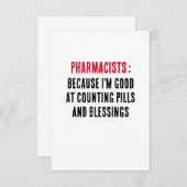 Carte De Remerciements Pharmaciens : Parce que je suis doué pour compter  (Devant / Derrière)