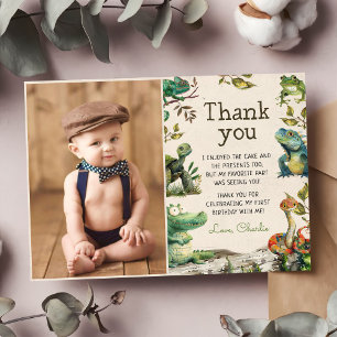 Carte De Remerciements Photo 1er anniversaire Reptile Kids