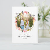 Carte de remerciements photo à cadre floral (Debout devant)