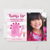 Carte De Remerciements Photo Adorable Dinosaure Rose Mignon Amusant Anniv (Devant)