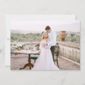 Carte De Remerciements Photo Agate Gris Blanc Or Script Mariage (Dos)