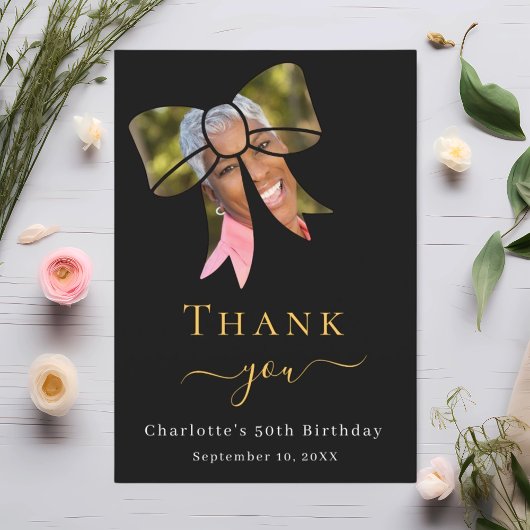 Carte De Remerciements Photo anniversaire arc noir