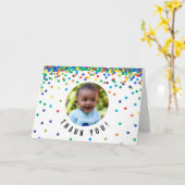 Carte de remerciements photo | Anniversaire Confet (Fleur jaune)