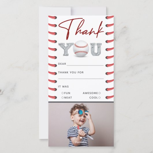 Carte De Remerciements Photo Anniversaire De Baseball (Devant)