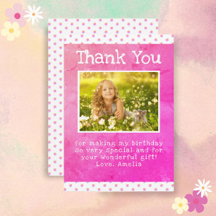 Carte De Remerciements Photo Anniversaire de la fille Motif de l'étoile r
