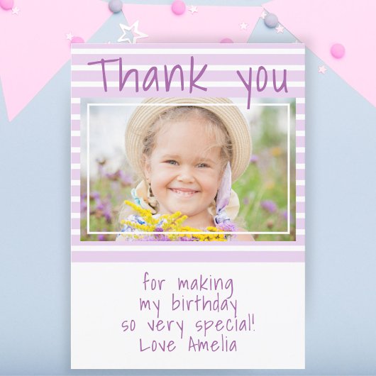 Carte de remerciements photo Anniversaire de rayur