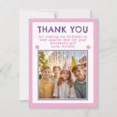 Carte De Remerciements Photo Anniversaire rose (Devant)