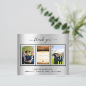 Carte de remerciements photo argent de graduation  (Debout devant)