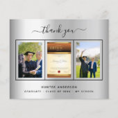 Carte de remerciements photo argent de graduation  (Devant)