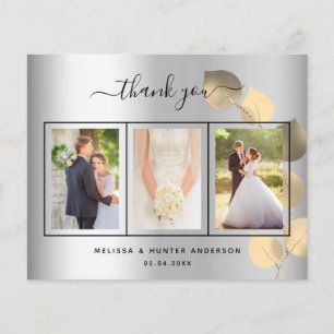 Carte de remerciements photo argent mariage budget