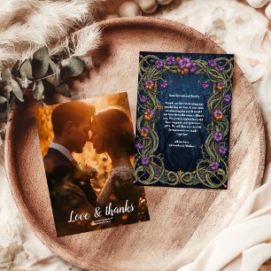 Carte De Remerciements Photo Art nouveau gothique Mariage d'Halloween