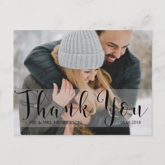 Carte de remerciements photo avec une typographie  (Devant)