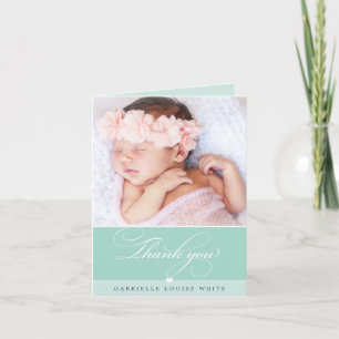 Carte De Remerciements PHOTO BABY élégante calligraphie élégante jolie me