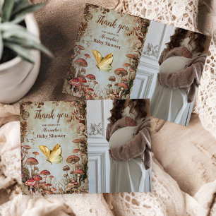 Carte De Remerciements Photo Baby shower des bois de champignons papillon