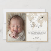 Carte de remerciements photo Baby shower Voyage (Devant)