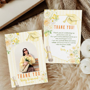 Carte De Remerciements Photo Bandes Jaunes Citrons et Fleurs Remise de di