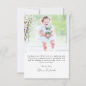 Carte De Remerciements Photo Baptême Christening (Dos)