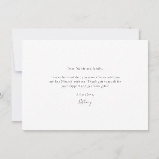 Carte de remerciements photo Bat mitzvah aquarelle (Dos)