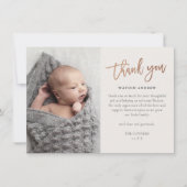 Carte De Remerciements Photo Bébé Script Moderne (Devant)
