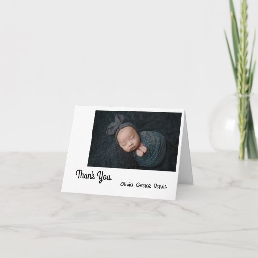 Carte de remerciements photo bébé simple (Devant)