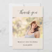 Carte de remerciements photo beige anniversaire (Devant)