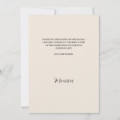 Carte de remerciements photo beige anniversaire (Dos)