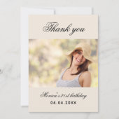 Carte de remerciements photo beige anniversaire (Devant)