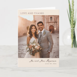 Carte De Remerciements Photo beige romantique
