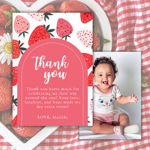Carte De Remerciements Photo Berry Premier Anniversaire 1ère Fraise Arche