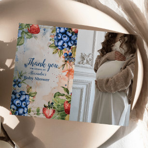 Carte De Remerciements Photo Berry Sweet Wild Berries Baby shower
