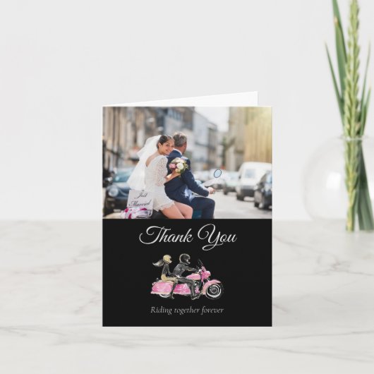Carte De Remerciements Photo Biker Wedding Thank You Card (Devant)