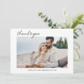 Carte De Remerciements Photo Black Script Personalized Wedding moderne (Debout devant)