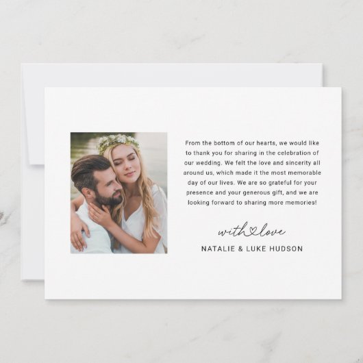 Carte De Remerciements Photo Black Script Personalized Wedding moderne (Dos)