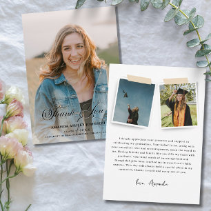 Carte De Remerciements Photo Black White Graduation