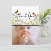 Carte de remerciements photo blanc Honey Bee Daisy (Debout devant)