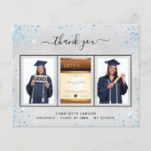 Carte de remerciements photo bleu argenté (Devant)