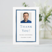 Carte De Remerciements Photo bleu blanc d'anniversaire (Debout devant)