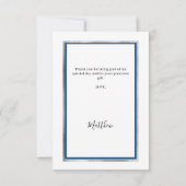 Carte De Remerciements Photo bleu blanc d'anniversaire (Dos)