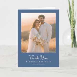 Carte De Remerciements Photo Bleu Chaud Romantique