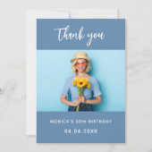 Carte de remerciements photo bleu poussiéreux (Devant)