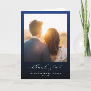 Carte De Remerciements Photo Bleu Romantique