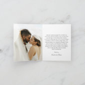 Carte De Remerciements Photo Bleue de la Marine Classique Mariage élégant (Intérieur)