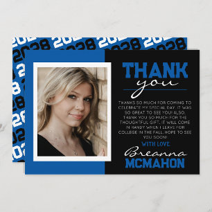 Carte de remerciements photo Blue & Black Graduati