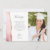 Carte De Remerciements Photo Blush Agate Gold Script Graduation (Devant)