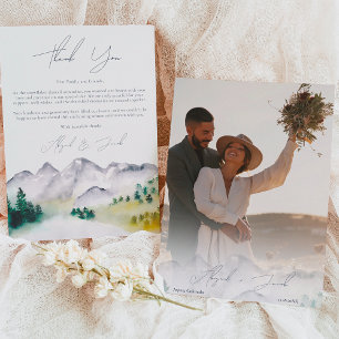 Carte De Remerciements Photo boho Colorado destination montagne mariage